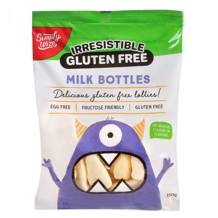 Simply Wize Irresistible Gluten Free Lollies - Milk Bottles 150g